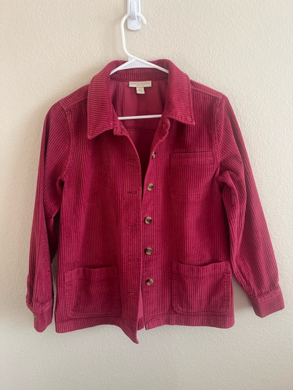 Appleseed's Corduroy Shirt Jacket in Berry Pink